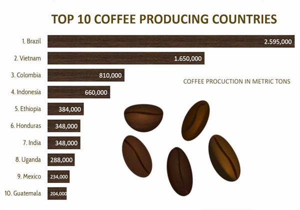 بزرگترین تولیدکننده های قهوه در جهان