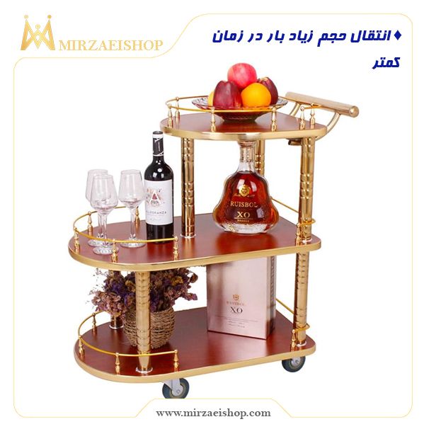  چرخ پذیرایی چوبی طلایی - کد 1500308